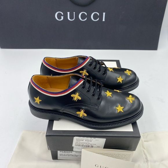 - Boys Gucci leather bee embroidered Lace up shoes size 31 made in Italy - Picture 3 of 10